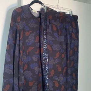 Dries Van Noten fabulous 2pc pants suit with sequins stripes on side of pants